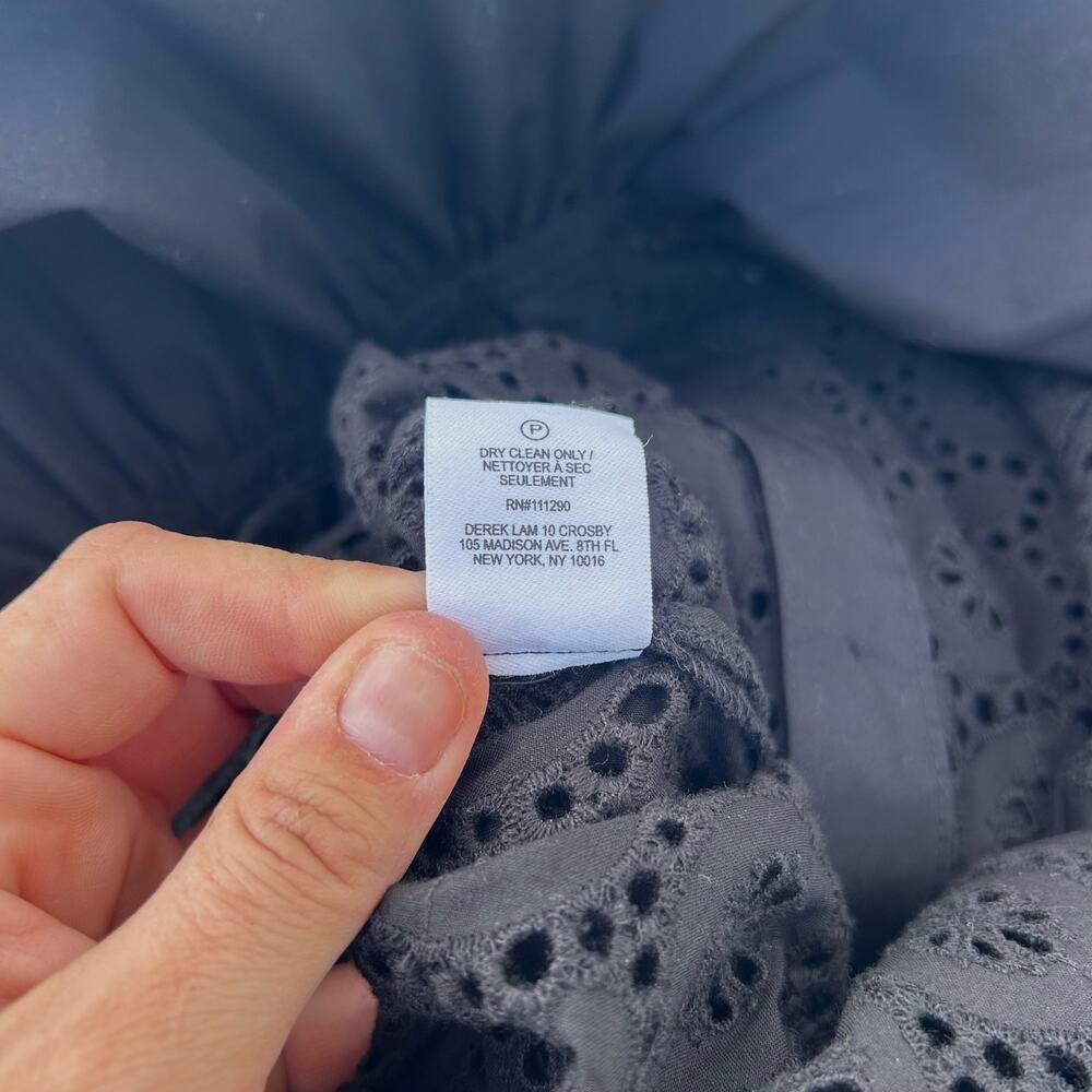 New Derek Lam 10 Crosby Black Eyelet Lace Belted Mini Dress Small 2 Chic - Picture 11 of 11